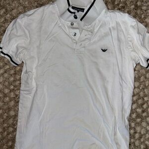 Emporio Armani White Polo with Black Accents size small